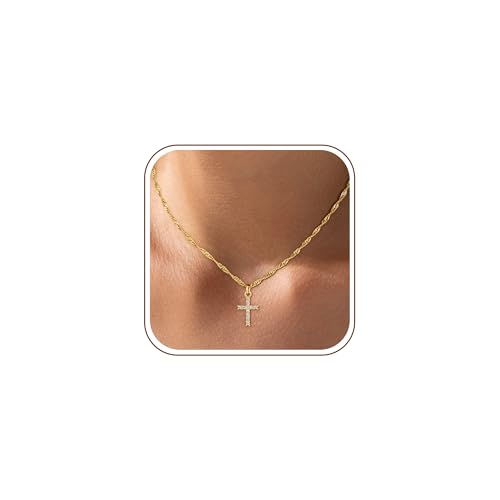18K Gold Plated Cross Necklace for Women Trendy - color: 2-CZ Cross Pendant
