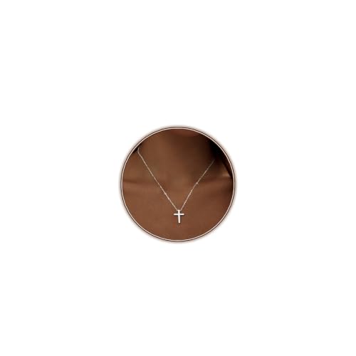 Zeffy Cross Necklace for Women,18K Gold/Silver Plated Tiny Cubic Zirconia Cross Pendant Necklace for Women Simple Layered Cross Necklaces for Women - color: Silver Cross