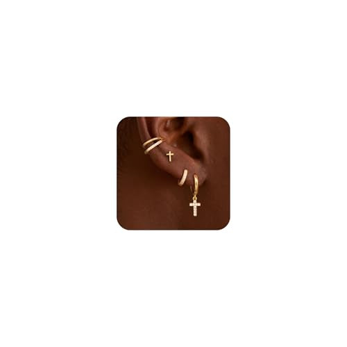 Small 4Pcs 14K Gold Huggie Hoop Earrings Sets for Women Non Tarnish - style: Gold&Style6