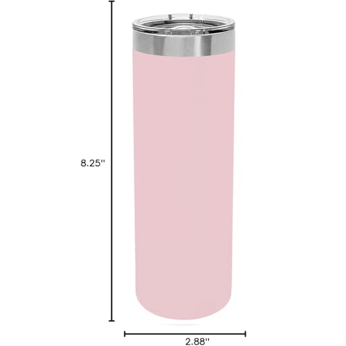 LaserGram Personalized 22oz Skinny Tumbler, Christian Cross (Pink) - color: Pink