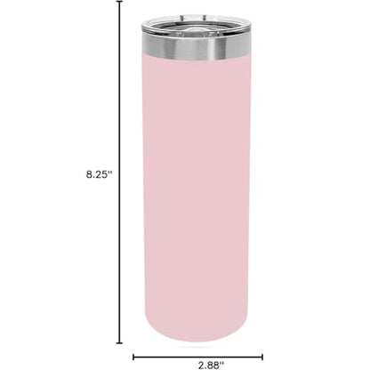 LaserGram Personalized 22oz Skinny Tumbler, Christian Cross (Pink) - color: Pink