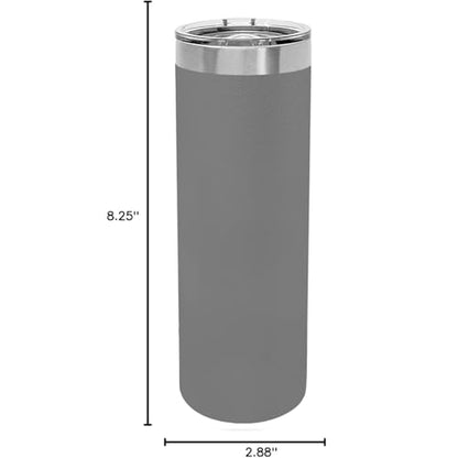 LaserGram Personalized 22oz Skinny Tumbler, Christian Cross (Gray) - color: Gray