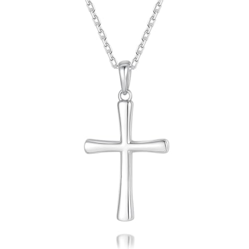 Cross Necklace for Women, Handcrafted S925 Sterling Silver Pendant - color: Sterling Silver
