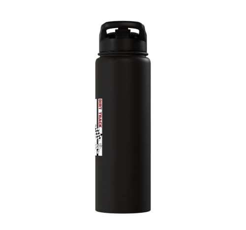 Car Dirt Track Racing Checkered Flag American Flag Racing Stainless Steel Insulated Water Bottle - color: Black