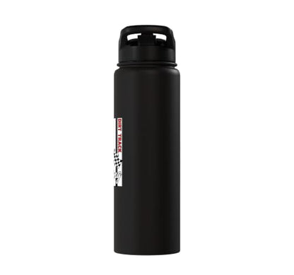 Car Dirt Track Racing Checkered Flag American Flag Racing Stainless Steel Insulated Water Bottle - color: Black