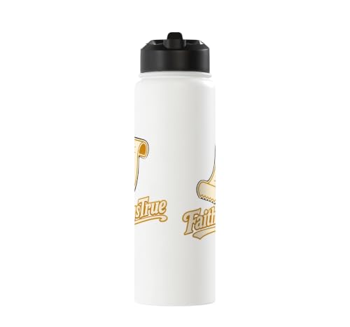 Faith Rings True Christian Scripture Cross Stainless Steel Insulated Water Bottle - color: White