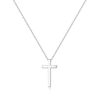 M MOOHAM Cross Necklace for Women Girls, Dainty 14K Gold Plated Cross Pendant Necklace Sideways Cross Choker Layered Necklaces for Women Girls - color: Cross Silver 0.51"×0.91"