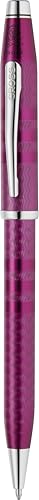 Cross Century II Midnight Plum Ballpoint Pen, Sandblasted Engraved Surface, Polished Appointments, Signature Triple Stripe Detail, Luxury Gift Box