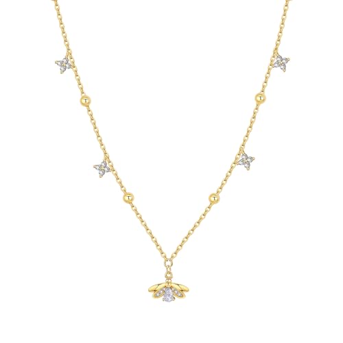 925 Sterling Silver Fashion Pendant Necklace for Women，Fashion Jewelry, 18K Gold Plated， Advanced Retro Series Link Chains ，Basic Multifunctional Accessories Suitable for Multiple Occasions and Daily Wear - color: Golden Firefly