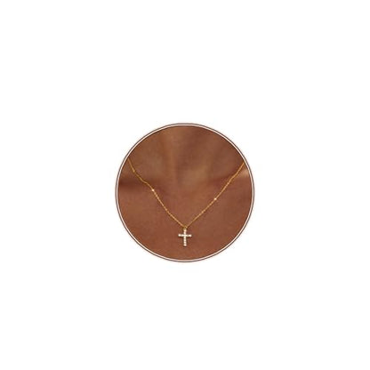 Zeffy Cross Necklace for Women,18K Gold/Silver Plated Tiny Cubic Zirconia Cross Pendant Necklace for Women Simple Layered Cross Necklaces for Women - color: Gold CZ Cross
