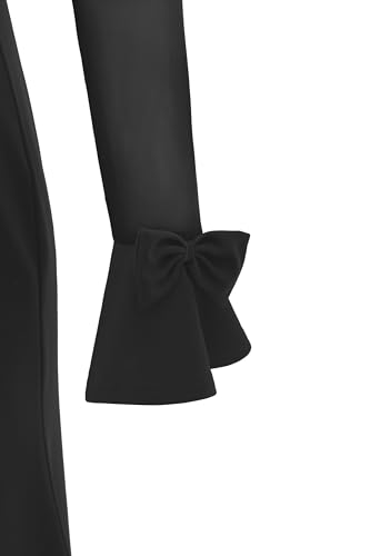 Trumpet Long Sleeve Mesh Church Dress Clergy Tab Insert Collar Priestess Dress - color: Black, size: Medium
