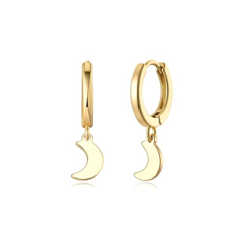 Earrings for Women 14K Gold Plated Huggie Hoop Dangle - color: 02. Moon