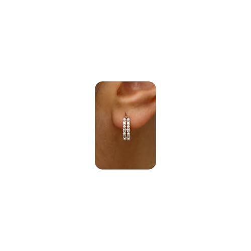 LLWOM Vintage Earrings,14k Gold Plated Gold Pearl,Moon, Star,Flower Earrings Hypoallergenic Lightweight Hoops Gifts - color: Silver-Pearl-S