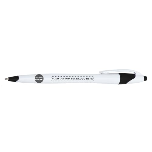 DISCOUNT PROMOS Personalized Ballpoint Pens, Bulk Packs of 4 to 5000 Pieces, Black Ink, Slim & Curvy Design, Retractable, Ideal for Office, Corporate Merchandise, Tradeshows - Black - color: - Custom - Black, size: Pack of 1 (Count options: 4–5,000)