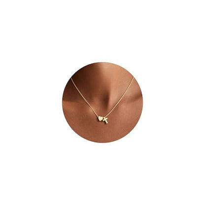 Turandoss Cross Initial Necklaces, Birthday Baptism Jewelry Gifts for Girls - color: C