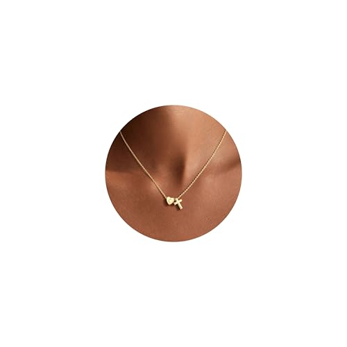 Turandoss Cross Initial Necklaces, Birthday Baptism Jewelry Gifts for Girls - color: C