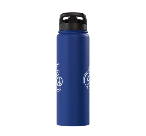fancy Italic script Initial Letter A minimalist peace symbol Stainless Steel Insulated Water Bottle - color: Royal Blue