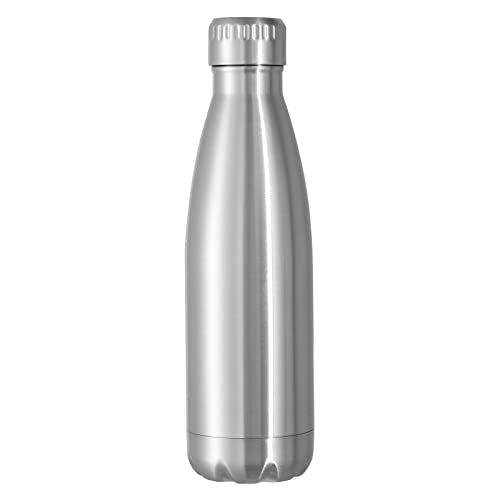 VEGOND 17oz Stainless Steel Water Bottles, Reusable Metal Sports Water Bottle Keeps Drink Hot and Cold, BPA Free Double Wall Vacuum Cola Shape Insulated Water Bottle for Camping Gym, 1 Pack - color: Stainless Steel, size: 17 Ounces
