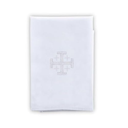Trinity Church Supply Jerusalem Cross Purificator 100% Cotton Christian Embroidered Catholic Church Communion Supplies, 12 Inch x 18 Inch, Pack of 4