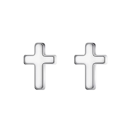 EVER FAITH 925 Sterling Silver Mini Cross Stud Earrings Fashion Minimalist Tiny Jewelry for Women Teen - color: 925 Silver