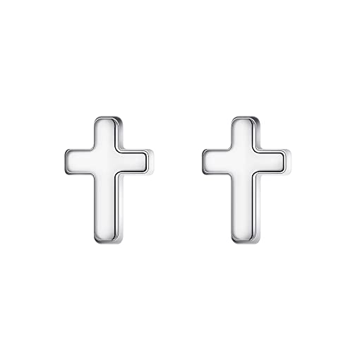 EVER FAITH 925 Sterling Silver Mini Cross Stud Earrings Fashion Minimalist Tiny Jewelry for Women Teen - color: 925 Silver