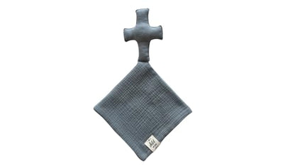 Cross Lovey, Cross Security Blanket, Christian Baby Gift, Baptism Gift, Easter Gift, Newborn Baby Gift, Blessing Blanket (Slate Blue) - color: Slate Blue