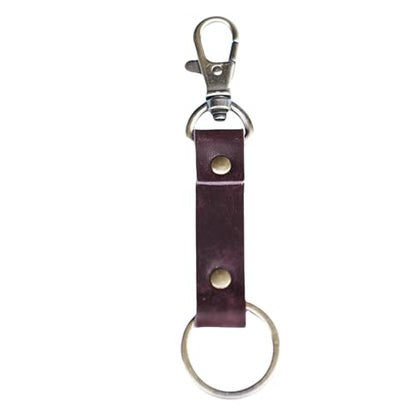 JJNUSA Genuine Leather Keychain Walnut Leather Key Holder Mens Belt Key Chain Ring Fob - color: Purple