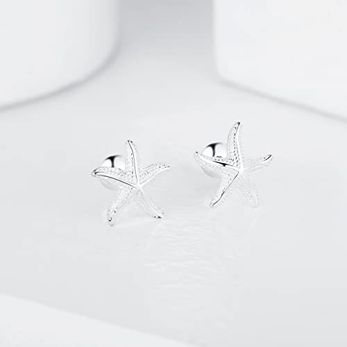 Butterfly Ladybug Unicorn Sloth Flamingo Dog Cat Turtle Angel Koala Daisy Panda Stud Earrings for Girls Women - Sterling Silver Hypoallergenic Animal Earrings with Secure Screw Backs - color: Starfish