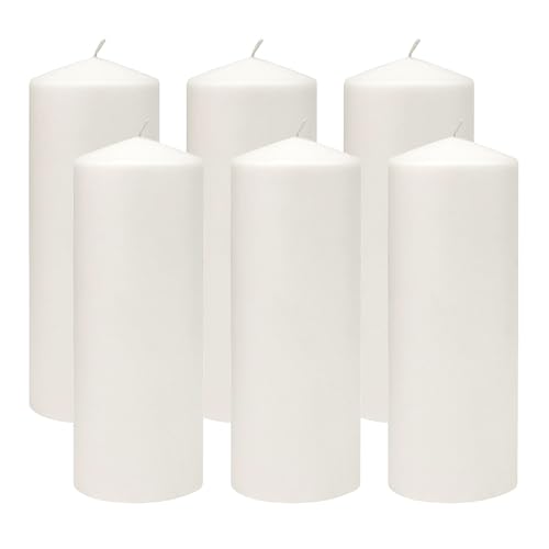Stonebriar Unscented White Tall Pillar Candles, 80 Hour Burning Candle Pillars, Perfect for Decor, Weddings, Emergencies 3" X 8", 6 count - size: 3 x 8 inches, style: Pack of 6