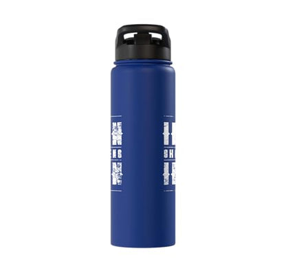 Iron Sharpens Iron Christian Gym Water Bottles Bible Verse Stainless Steel Insulated Water Bottle - color: Royal Blue