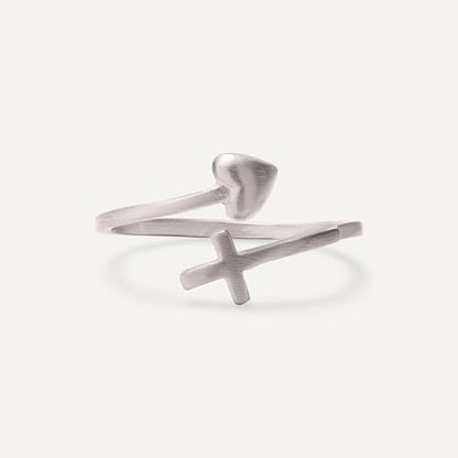 Wrapped in Christ's Love Adjustable Cross Ring Sterling Silver Women
