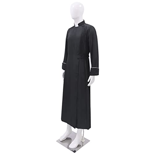 MYAYD Women Cassock Choir Cassock Church Robe Minister Robe Clergy Pulpit Liturgical Black White Handmade - color: Black, size: X-Large