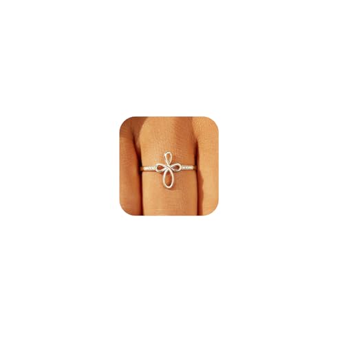 Sterling Silver Cross Ring for Women S925 Adjustable Ring Christian Pray Cross Thumb Rings With Inspirational Card Easter Gift, Confirmation Gifts,Baptism Gifts