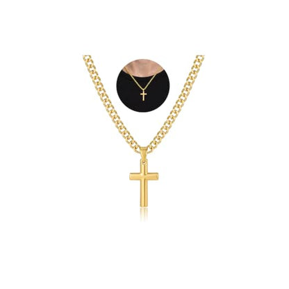 925 Sterling Silver Cross Necklaces for Mens Women CZ Beveled Edge - color: Classic small silver cross