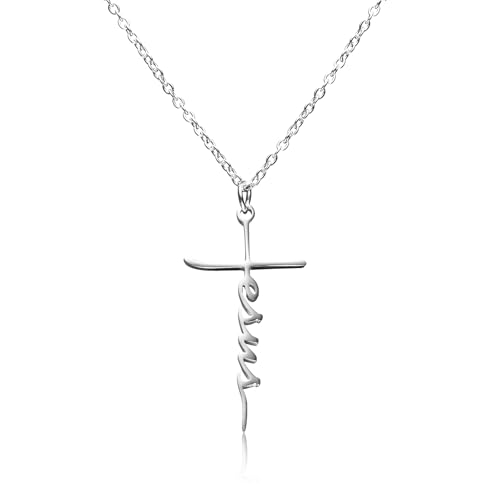 Faith Jesus Cross Necklace Name ID Warm Gift for Mama Gigi Grandma Women - color: necklace jesus cross