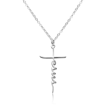 Faith Jesus Cross Necklace Name ID Warm Gift for Mama Gigi Grandma Women - color: necklace jesus cross
