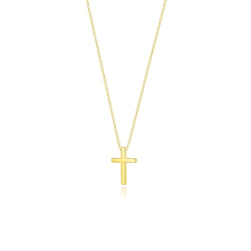 Zeffy Cross Necklace for Women,18K Gold/Silver Plated Tiny Cubic Zirconia Cross Pendant Necklace for Women Simple Layered Cross Necklaces for Women - color: Gold Cross