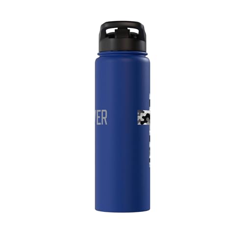 Faith Over Fear Christian Camo Cross Religious Bible Verse Stainless Steel Insulated Water Bottle - color: Royal Blue