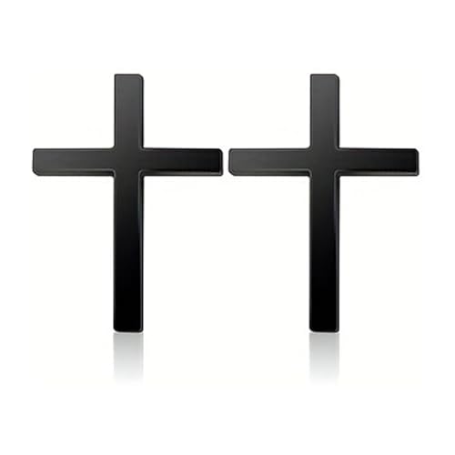 Metal Jesus Christ Cross Badge Stickers, 3D Three-Dimensional Metal Sticker, Cross Car Logo Sticker, Motorcycle Car Modified Tail Exquisite Emblem Stickers Decorative,Timeless Faith (Silver*2) (Black) - color: Black
