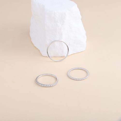 Helonley Birthstone Stack Rings for Women: 925 Sterling Silver Stacked Ring - color: Twist Rope Ring
