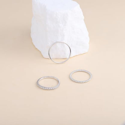 Helonley Birthstone Stack Rings for Women: 925 Sterling Silver Stacked Ring - color: Twist Rope Ring