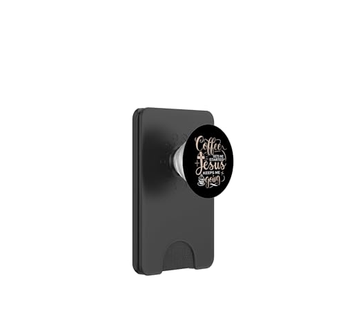 Coffee Gets Me Started Jesus Keeps Me Going Christian Church PopSockets PopWallet for MagSafe - style: Magnetic PopWallet