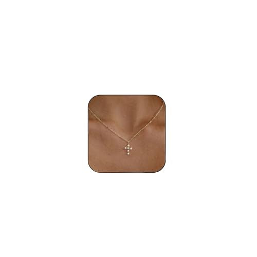 Cross Necklace for Women,Dainty 14k Gold Plated Pendant Necklaces - color: Gold-7