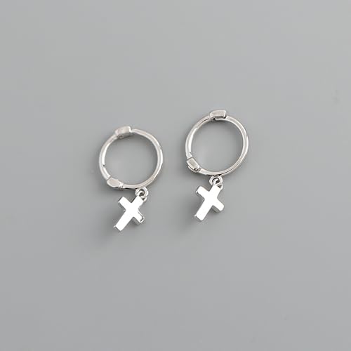 SUYACS Dainty 14k Gold Plated Cross Drop Dangle Earrings for Women - color: Style 1-Silver