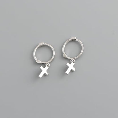 SUYACS Dainty 14k Gold Plated Cross Drop Dangle Earrings for Women - color: Style 1-Silver