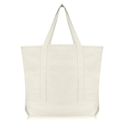 22" Heavy Duty Cotton Canvas Tote Bag (Zippered) - color: Natural