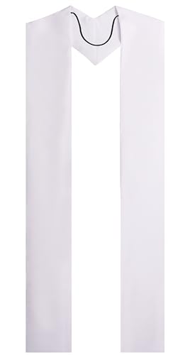 Piecatle Clergy Overlay Stole Mass Stole Ideal for Ordinary Time and Pentecost Seasons, 106" 4 Colors Available - color: White