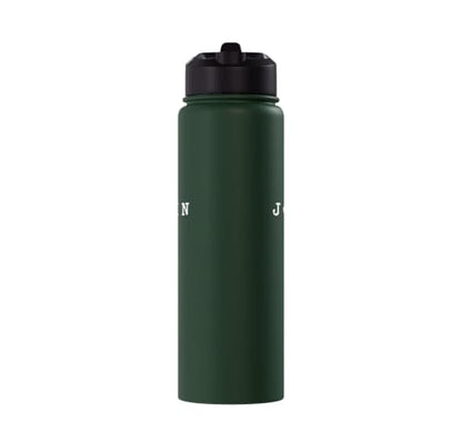 John 3:16 Bible Verse Christian Cross Front, Back Print Stainless Steel Insulated Water Bottle - color: Dark Green