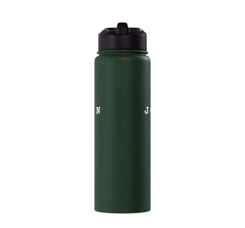 John 3:16 Bible Verse Christian Cross Front, Back Print Stainless Steel Insulated Water Bottle - color: Dark Green