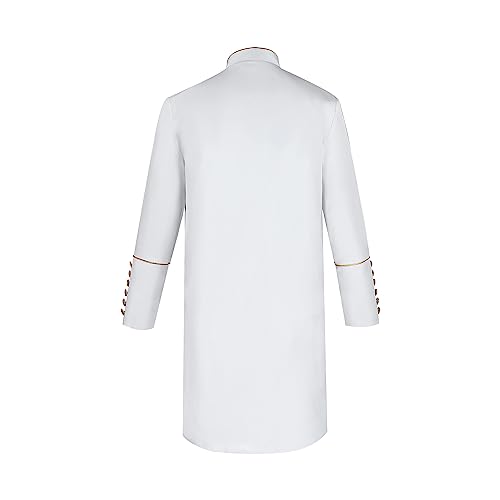 Men's Cassock Choir Short Cassock Minister Robe Clergy Pulpit Liturgical Church Top Coat - color: White, size: Large